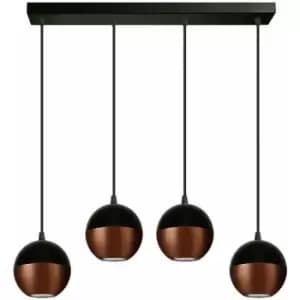 Image of Helam Lighting - Helam Midway Straight Bar Pendant Ceiling Light Black, Copper 60cm