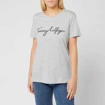 Image of Tommy Hilfiger Womens Heritage Crewneck Graphic T-Shirt - Light Grey Heather - L