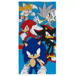 Image of Stars Cotton Beach Towel (One Size) (Blue/Multicoloured) - Blue/Multicoloured - Sonic The Hedgehog