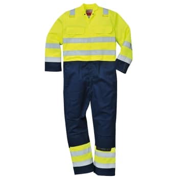 Image of Biz Flame Pro Flame Resistant Hi Vis Coverall Yellow / Navy 4XL