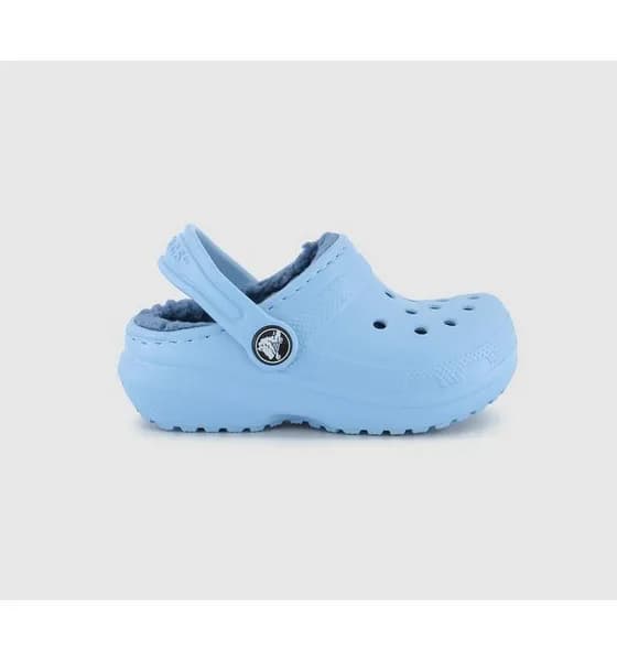 Image of Crocs Kids Classic Lined Toddler Clogs Blue Calcite, 8infant