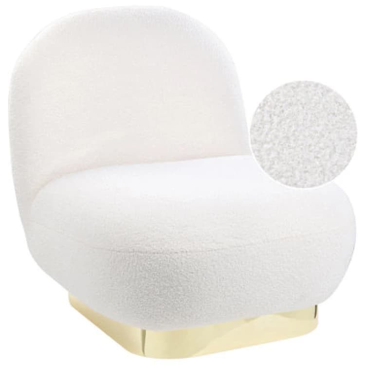 Image of Beliani Boucle Armless Chair White Loviisa