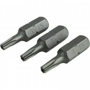 Image of Faithfull S2 Security Torx Screwdriver Bits T15 25mm Pack of 3