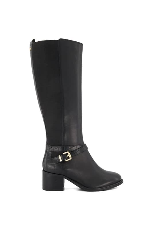 Image of Dune London 'Tildy' Leather Knee High Boots Black