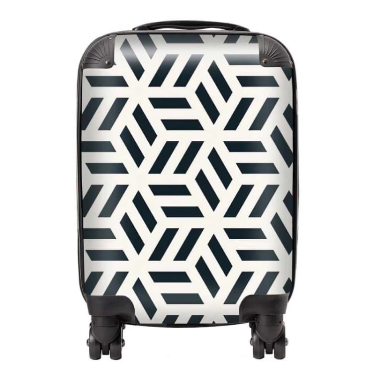 Image of Warren Reed - Designer Geometric Monochrome Hexagonal Pattern Suitcase in Black Size: Small Black Unisex Small