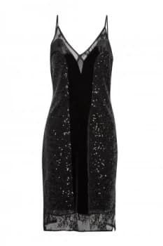 Image of French Connection Iris Sequin Jersey Strappy Dress Black