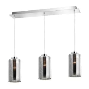 Image of Elgin 3 Light Bar Pendant Ceiling Light Smoke Glass Chrome Aluminium LED E27 - Merano