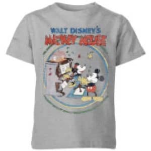 Image of Disney Retro Poster Piano Kids T-Shirt - Grey - 7-8 Years