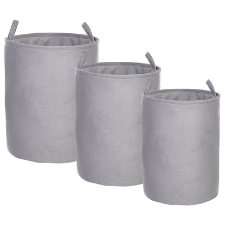 Image of Beliani Set Of 3 Baskets Archa Cotton Grey