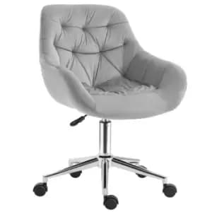 Image of Vinsetto Velvet Home Office Chair Comfy Desk Chair With Adjustable Height Grey