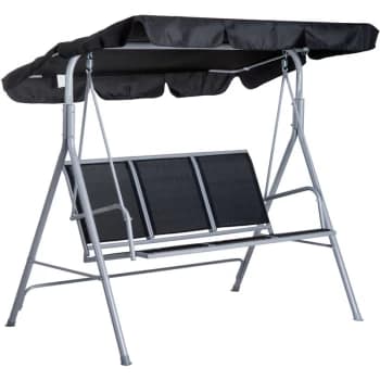 Image of Outsunny - Metal Swing Chair Garden Hammock 3 Seater Patio Bench Canopy Lounger