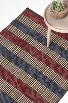 Image of Multicolour Striped Jute Rug