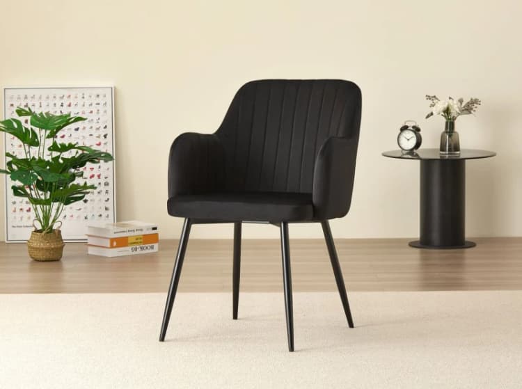 Image of Outdoor Living Charlotte Velvet Comfort Dining Chairs - Black - Set of 2 Black Unisex