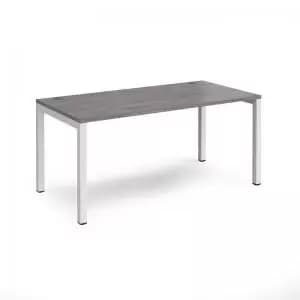 Image of Connex single desk 1600mm x 800mm - white frame and grey oak top