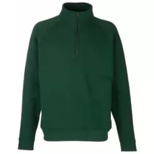 Image of Fruit Of The Loom Mens Zip Neck Sweatshirt (M) (Bottle Green)