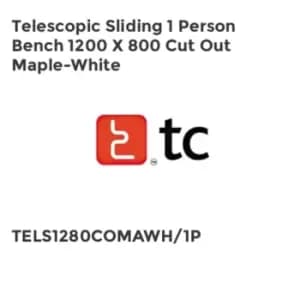 Image of TC Group Telescopic Sliding 1 Person Bench 1200 x 800 Cut Out Maple-White