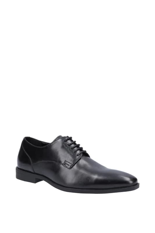 Image of Hush Puppies Boys Ezra Leather Smart Plain Toe Shoes UK Size 11 (EU 45) Black HUS363-BLACK-11