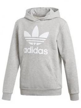 Image of Boys, adidas Originals Trefoil Hoodie - Grey Heather, Size 14-15 Years