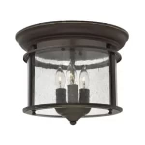 Image of 3 Bulb Flush Light Light Low Ceiling Olde Bronze LED E14 40W Bulb