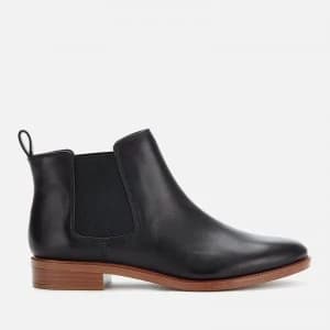 Image of Clarks Womens Taylor Shine Leather Chelsea Boots - Black - UK 3
