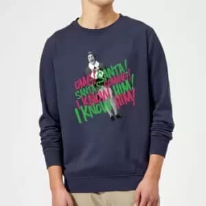 Image of Elf Santa! I Know Him! Christmas Sweatshirt - Navy - 3XL