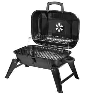 Image of Outsunny Portable Charcoal Grill Compact BBQ Camping Picnic Garden Party Festival Air Vent