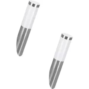 Image of 2 PACK Offset IP44 Outdoor Wall Light Stainless Steel 1x 12W E27 Porch Lamp