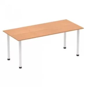 Image of Impulse 1800mm Straight Table Oak Top White Post Leg I003696