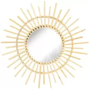 Image of Angelica 59.5cm Wooden Rattan Wall Mirror - Brown - Nicola Spring