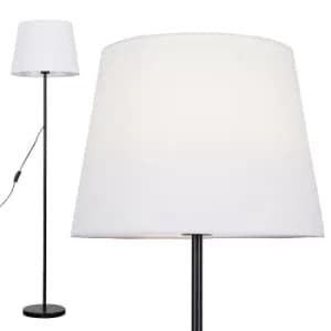 Image of Charlie Black Floor Lamp with White Aspen Shade