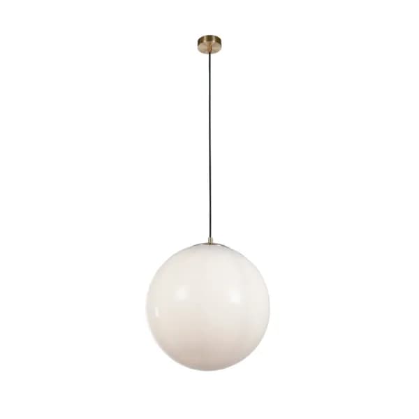 Image of Searchlight Atom II Large Ceiling Pendant Light - Satin Brass & Opal Glass