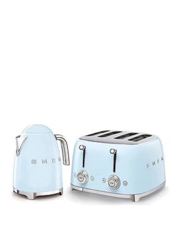 Image of Smeg Eejb165 50S Retro Style Kettle And 4-Slice Toaster - Pastel Blue Blue WG3OH Unisex