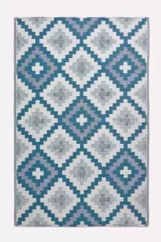 Image of Mia Aztec Blue Outdoor Rug