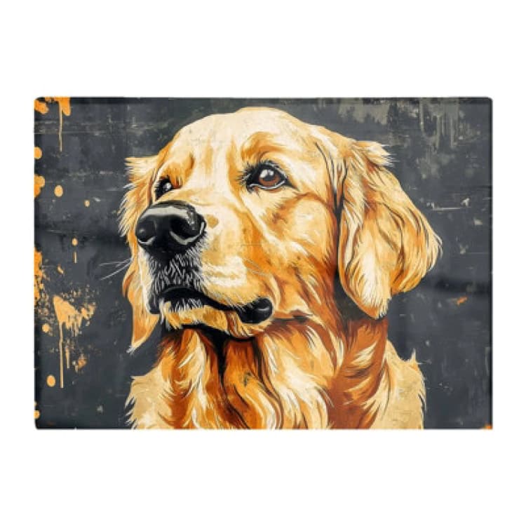 Image of Warren Reed Designer Banksy Inspired Thoughtful Golden Retriever Chopping Board