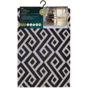 Image of Mega Highly Absorbent Machine Washable Door Mat, Geo Design, Blue/Cream