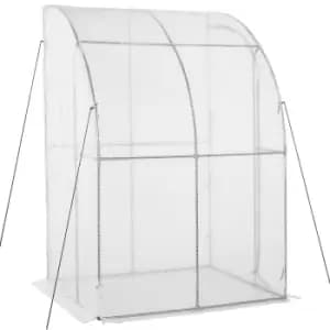 Image of Outsunny Walk-in Lean To Wall Greenhouse With Zippered Door 143X118X212Cm - White