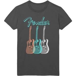 Image of Fender - Triple Guitar Mens XX-Large T-Shirt - Charcoal Grey