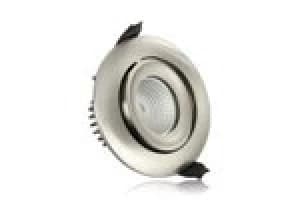 Image of Integral Lux Fire 92mm cut-out IP65 Fire Rated Tiltable Downlight 6W 41W 4000K 450lm 36 deg beam angle Dimmable Satin Nickel