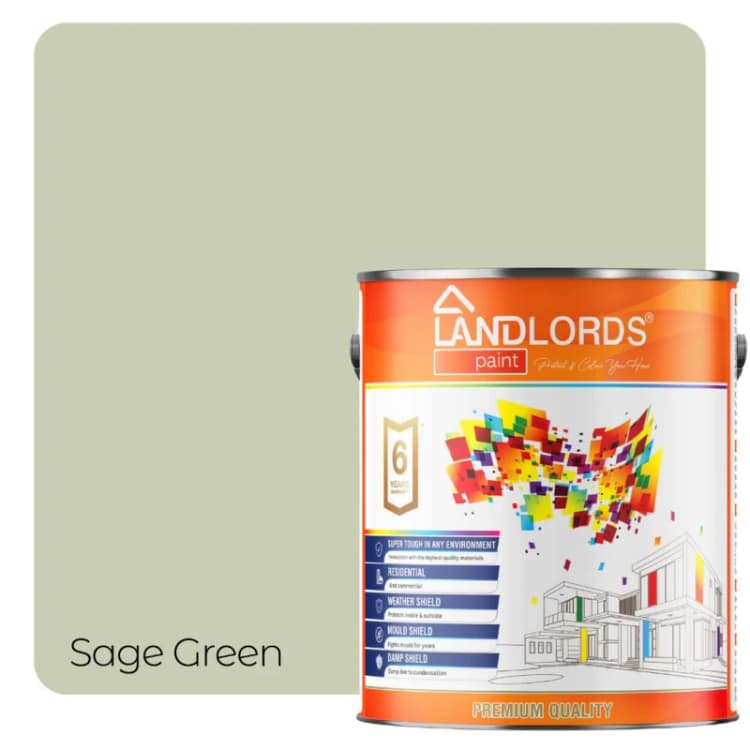 Image of LANDLORDS PAINT Masonry Paint - 10L - Weatherproof Exterior Wall Paint in Sage Green Sage Green Unisex 10L