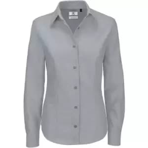 Image of B&C Ladies Oxford Long Sleeve Shirt / Ladies Shirts & Blouses (4XL) (Silver Moon)