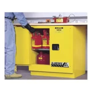 Image of Sure-Grip EX Undercounter Flammable Safety Cabinet, Cap. 22 gallons, 1 shelf, 2 m/c doors, Yellow.