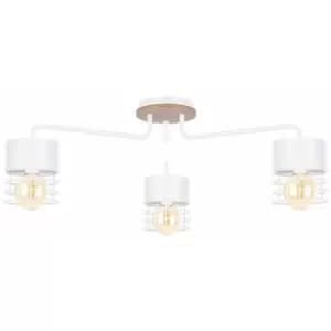 Image of Keter Casa Multi Arm Semi Flush Ceiling Light White, Wood, 70cm, 3x E27