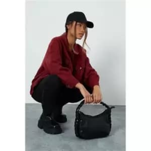 Image of I Saw It First Black Plaited Strap Grab Bag - Black