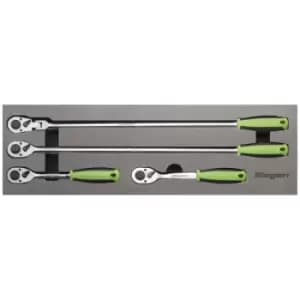 Image of Siegen S01231 Ratchet Wrench Set 4pc 1/2"Sq Drive Flip Reverse