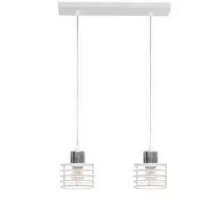 Image of Helam Edison Straight Bar Pendant Ceiling Light White, Chrome 40cm
