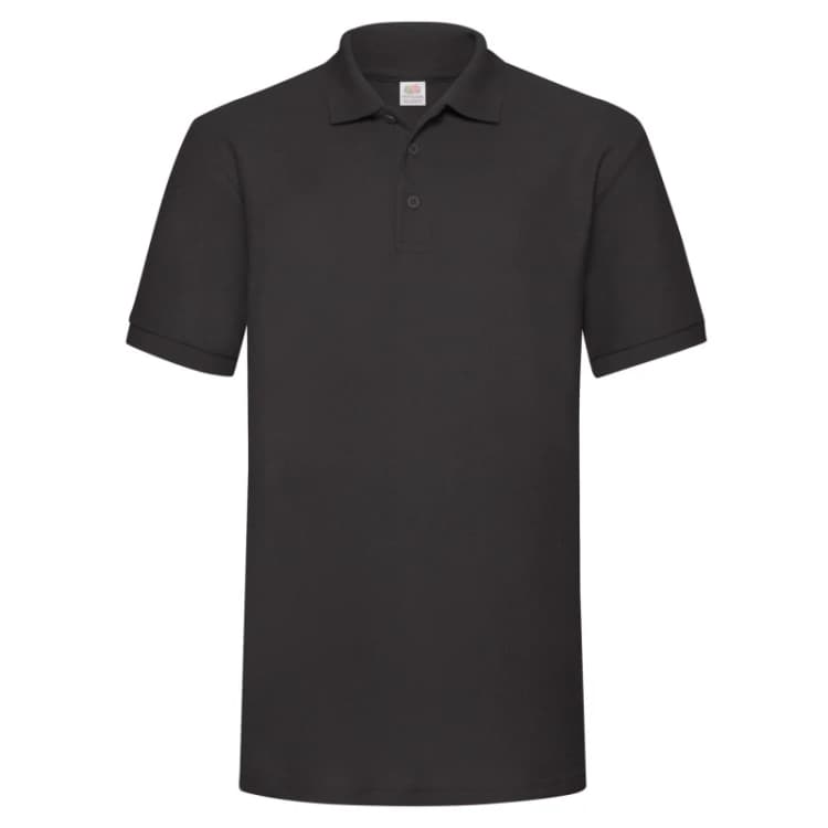 Image of Fruit Of The Loom Fruit of the Loom Men Polycotton Pique Heavy Polo Shirt in Black Size: Small Black S Male 5063470306213