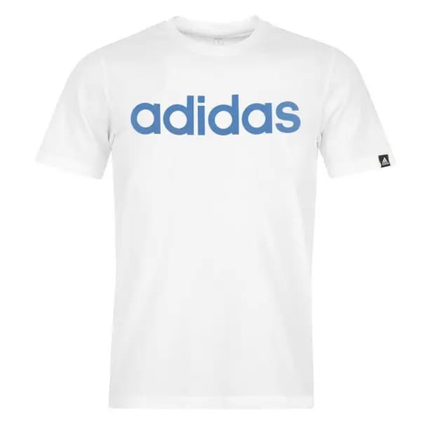 Image of adidas Essentials Single Jersey Linear Embroidered Logo T-Shirt Mens Regular Fit T-Shirts L Blue 59592690430