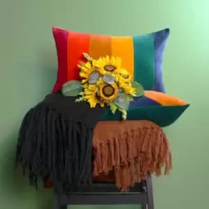 Image of Rainbow Striped 100% Cotton Cushion Cover, Jewels, 30 x 50 Cm - Furn