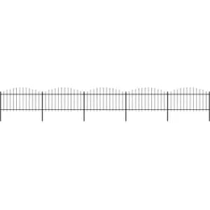 Image of Garden Fence with Spear Top Steel (1.25-1.5)x8.5 m Black Vidaxl Black