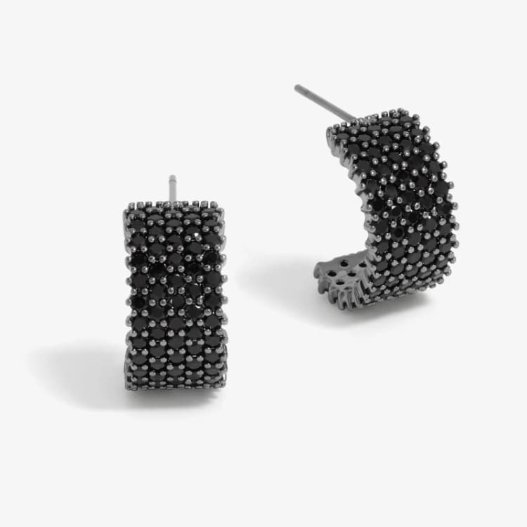 Image of Jon Richard Jet Pave Hoop Earrings Jewellery Sets One Size Black 72235103000